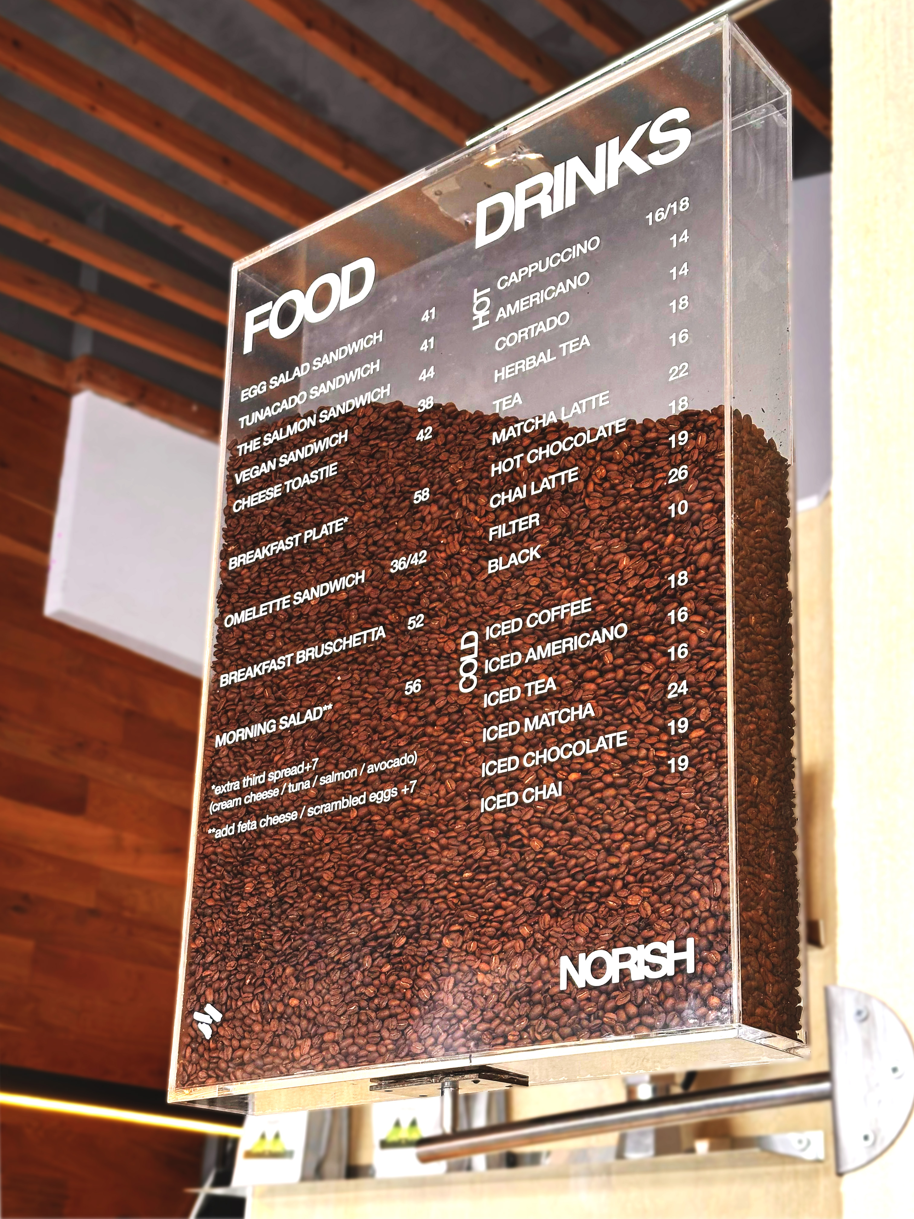 Norish morning menu coffee